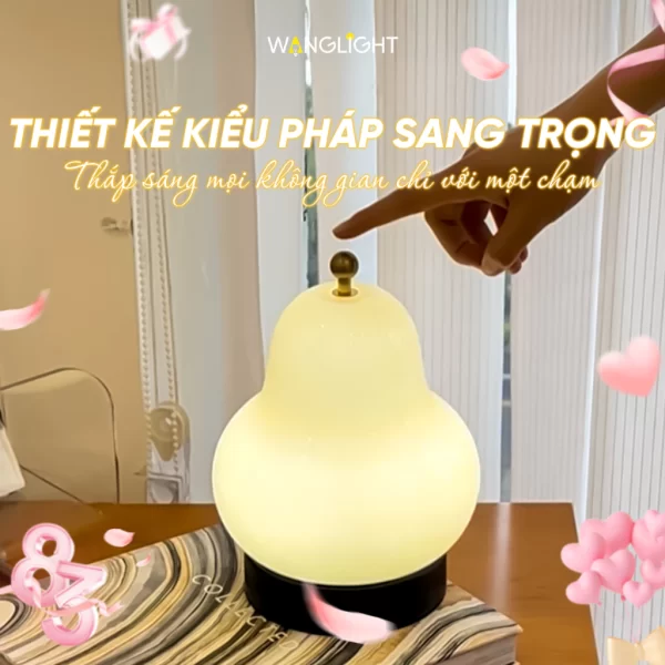 Đèn Quả Lê kiểu Pháp cổ điển, cảm ứng thông minh, sạc bằng điện