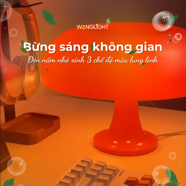 Đèn Bàn Hình Nấm Đan Mạch Màu Cam - Image 2