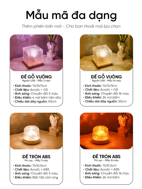 Đèn Bàn Sáng Tạo hiệu ứng Sóng Nước - Image 4