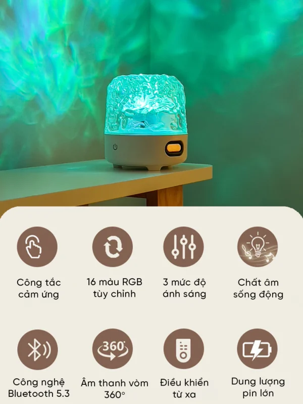 Đèn Loa Không Dây 2in1 - Hiệu Ứng Sóng Nước - Image 2